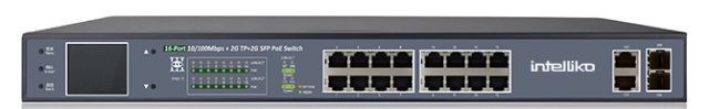 INT-VNST1006-122 - 16-х портовый сетевой неуправляемый коммутатор с PoE (+2 SFP)
