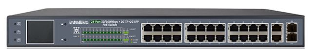 INT-VNST1006-123 - 24-х портовый сетевой неуправляемый коммутатор с PoE (+2 SFP)