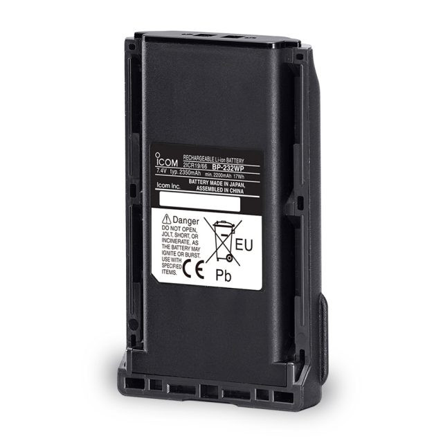 Аккумулятор Li-Ion BP-232WP 7.4В 2250/ 2350 мАч для IC-F16/ F26/ F33G/ F43G водозащищенный, морозоустойчивый